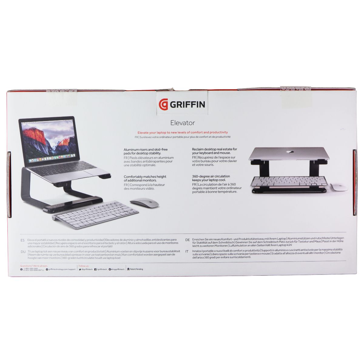 Griffin Elevator Aluminum Laptop Stand for All Size Laptops - Black Computer Accessories - Stands, Holders & Car Mounts Griffin - Simple Cell Bulk Wholesale Pricing - USA Seller