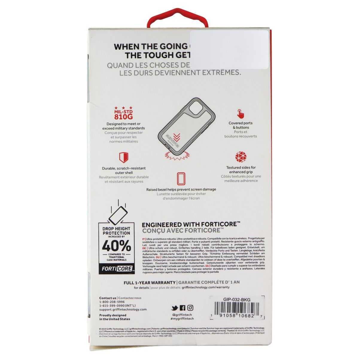 Griffin Survivor Extreme Case for Apple iPhone 11 - Black/Gray Cell Phone - Cases, Covers & Skins Griffin - Simple Cell Bulk Wholesale Pricing - USA Seller