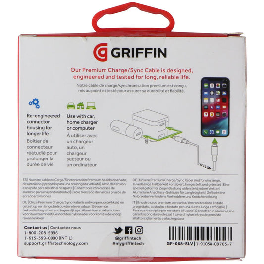 Griffin 5FT Premium Charge/Sync USB-C to 8-Pin Cable for iPhone & iPad - Silver Cell Phone - Cables & Adapters Griffin - Simple Cell Bulk Wholesale Pricing - USA Seller