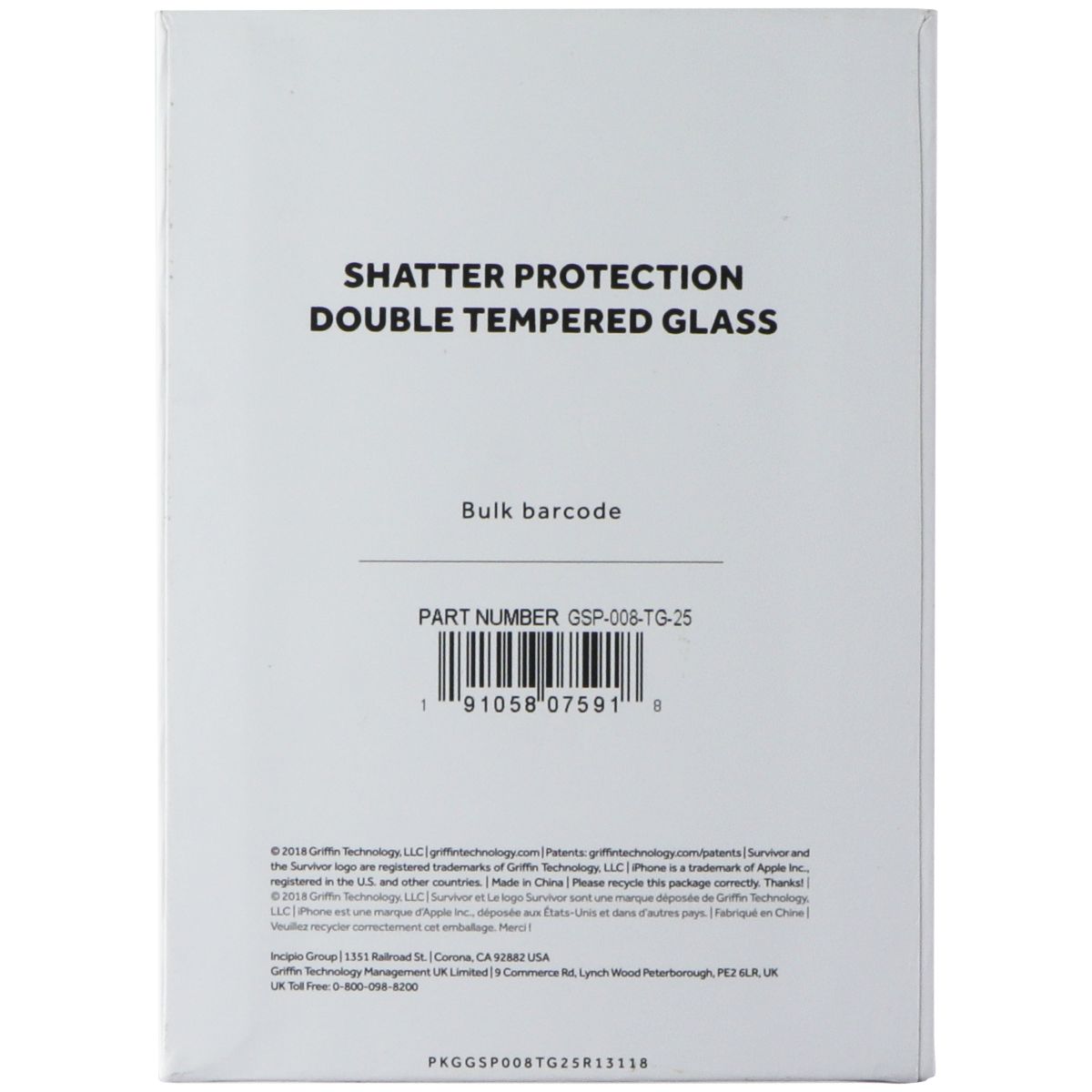 Griffin Survivor Glass Screen Protector for Apple iPhone XS Max - 25 Pack Cell Phone - Screen Protectors Griffin - Simple Cell Bulk Wholesale Pricing - USA Seller