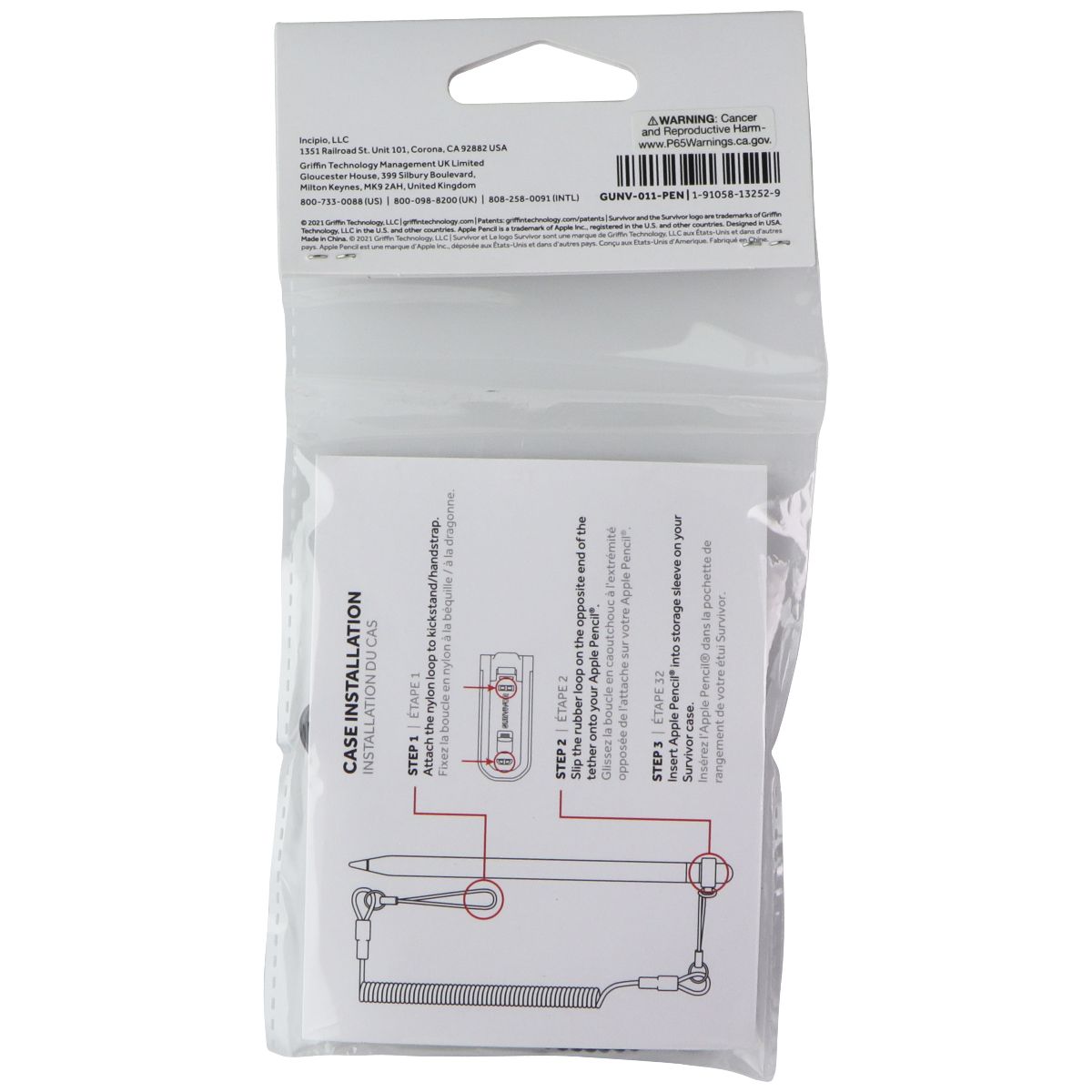 Griffin Survivor Apple Pencil Tether - Black Cell Phone - Other Accessories Griffin - Simple Cell Bulk Wholesale Pricing - USA Seller