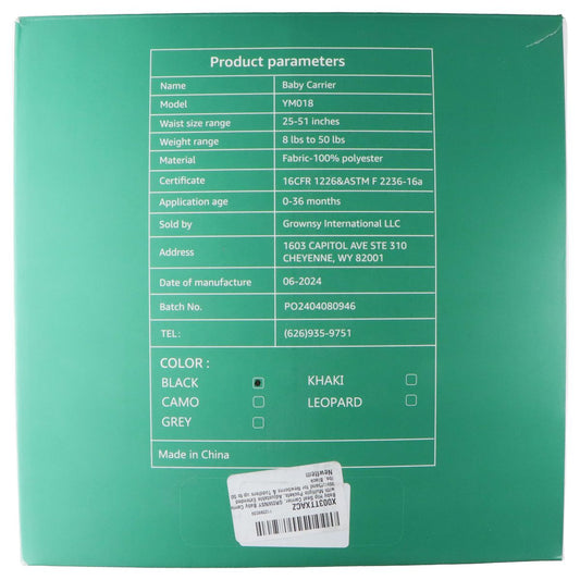 GROWNSY Hip Seat Baby Carrier (YM018) - Black