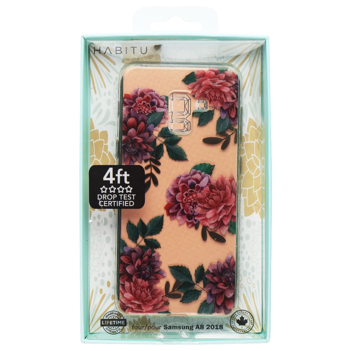 Habitu Floral Printed Case for Samsung Galaxy A8 (2018) - Floral Design/Clear Cell Phone - Cases, Covers & Skins Habitu - Simple Cell Bulk Wholesale Pricing - USA Seller