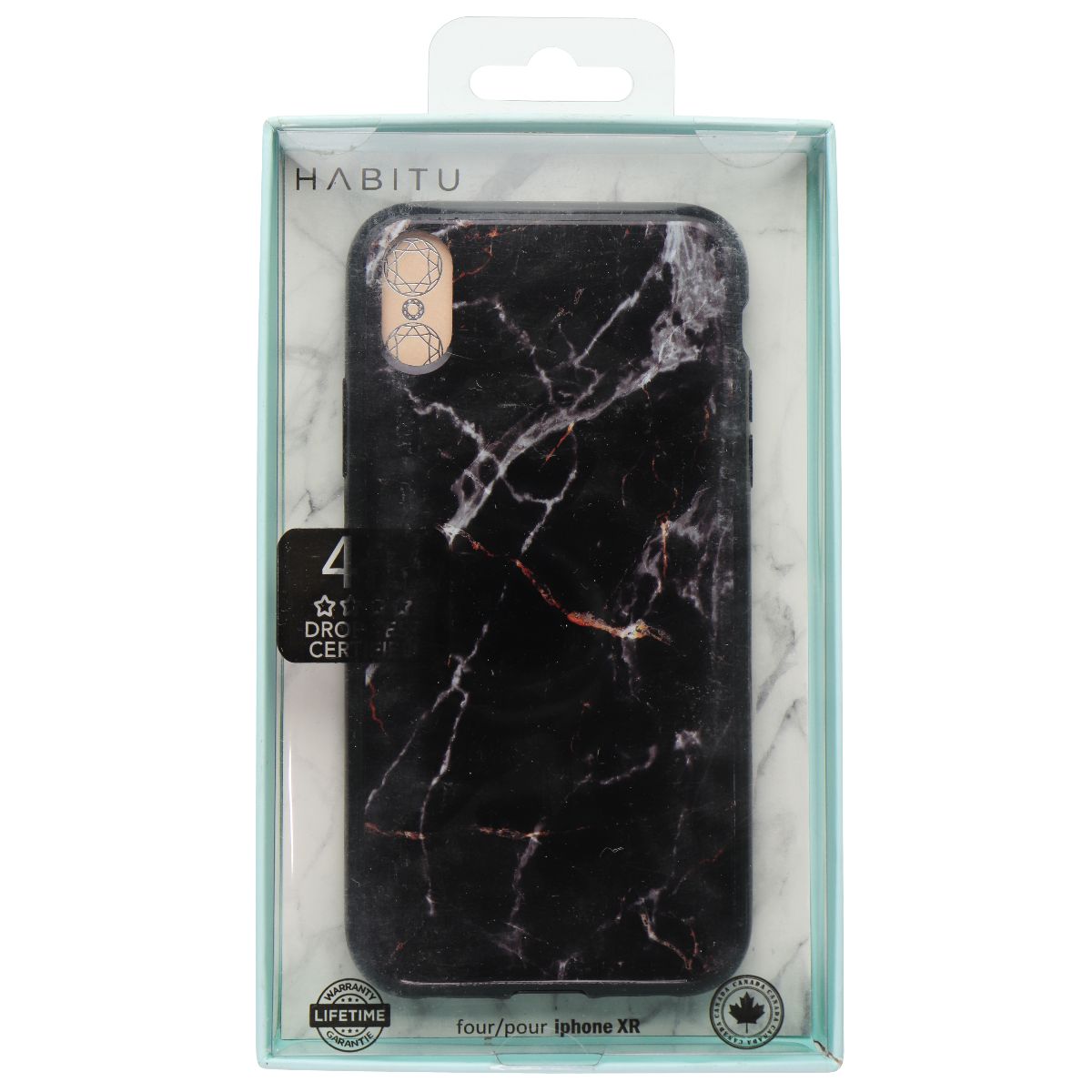 HABITU Slim Shell Case for Apple iPhone XR - Black Marble Cell Phone - Cases, Covers & Skins Habitu - Simple Cell Bulk Wholesale Pricing - USA Seller
