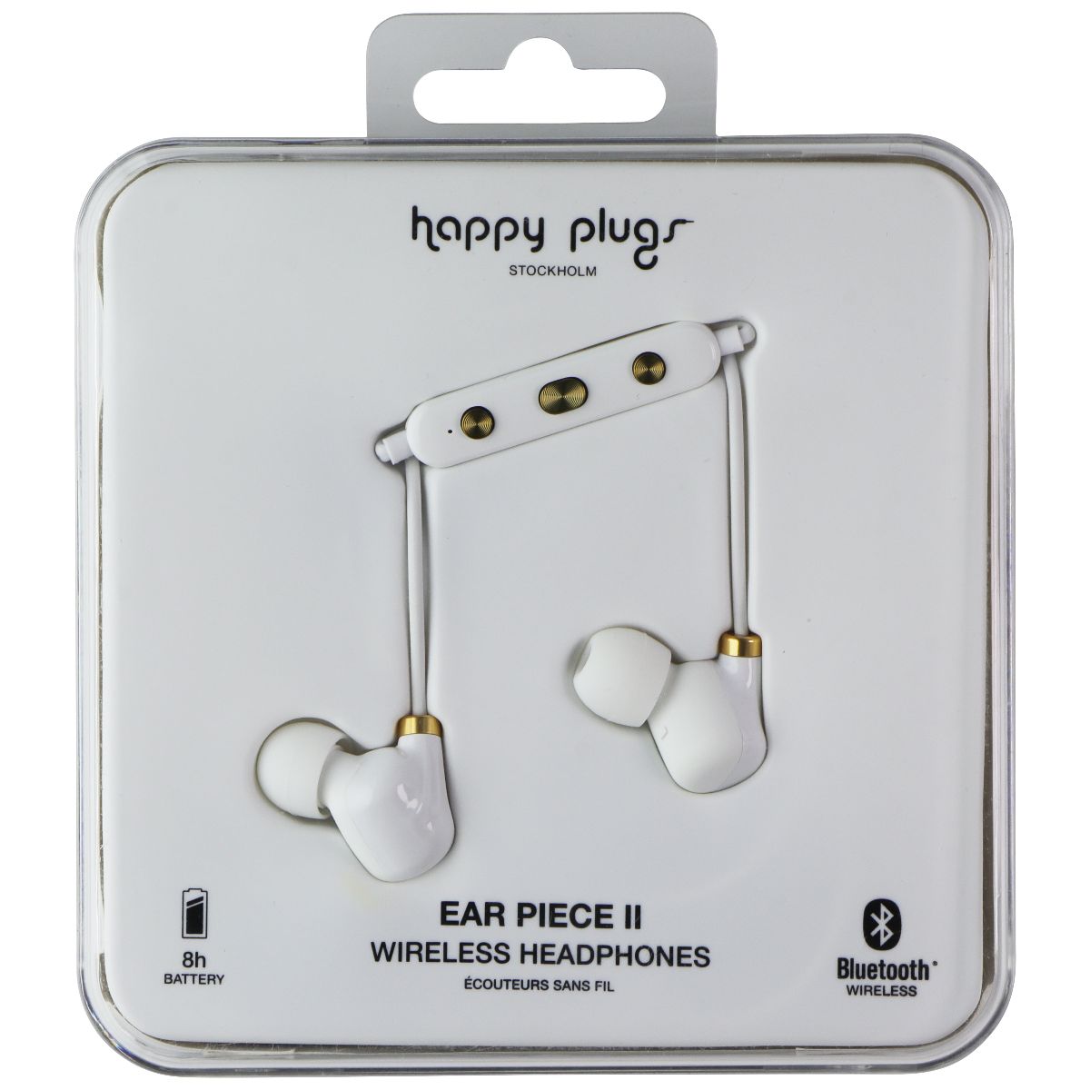 Happy Plugs Ear Piece II Wireless Bluetooth Headphones - White/Gold Portable Audio - Headphones Happy Plugs - Simple Cell Bulk Wholesale Pricing - USA Seller