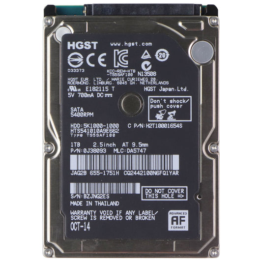 HGST 1TB Hard Disk Drive HDD 5400RPM 2.5 (HTS541010A9E662) Digital Storage - Solid State Drives HGST - Simple Cell Bulk Wholesale Pricing - USA Seller