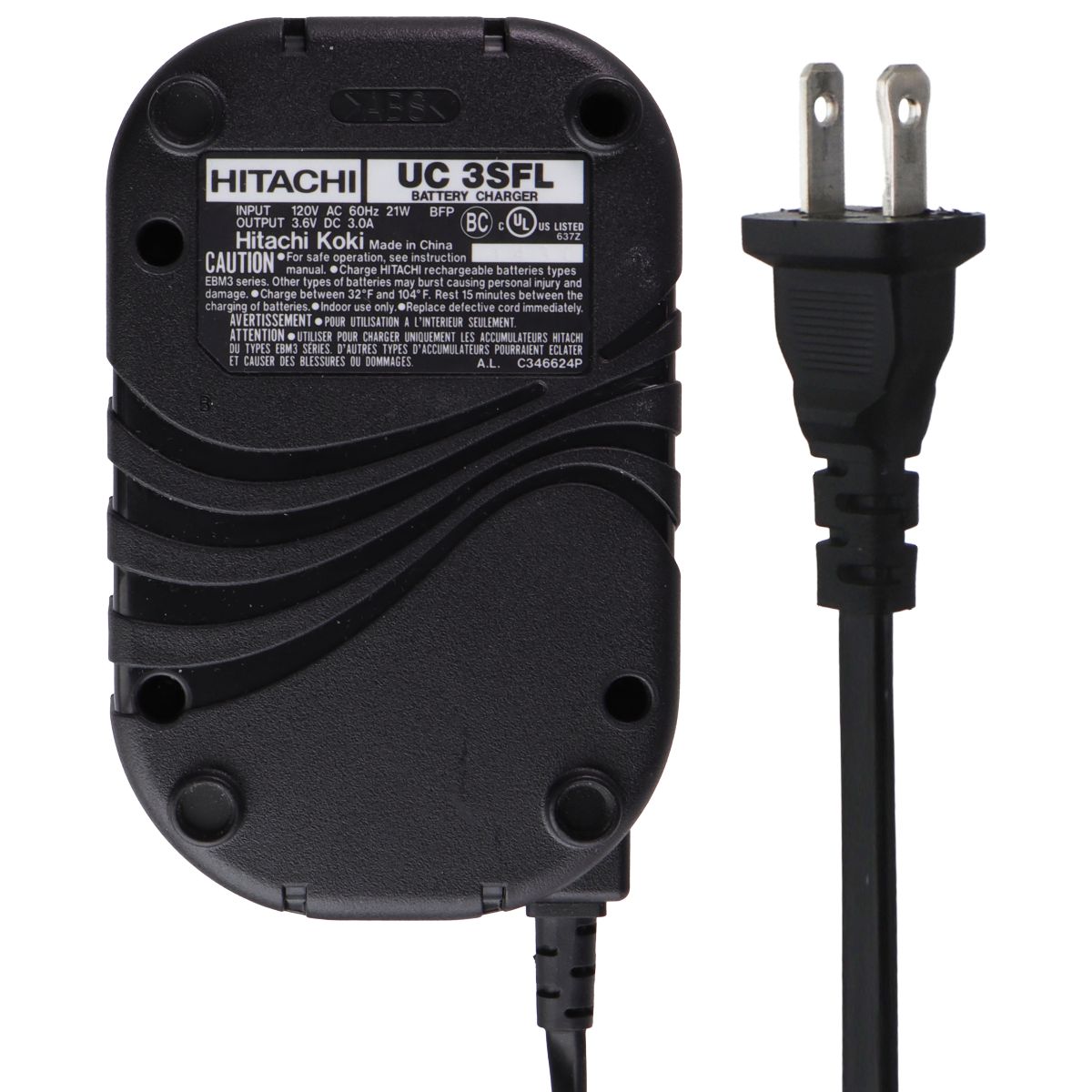 HITACH Koki 3.6V Li-ion Battery Charger (UC 3SFL) - Black Multipurpose Batteries & Power - Multipurpose AC to DC Adapters Hitachi - Simple Cell Bulk Wholesale Pricing - USA Seller