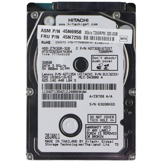 Hitachi Travelstar Z7K320 H2T3201672S7 SATA II 3.0Gbps 320GB 2.5-inch HDD Digital Storage - Solid State Drives Hitachi - Simple Cell Bulk Wholesale Pricing - USA Seller