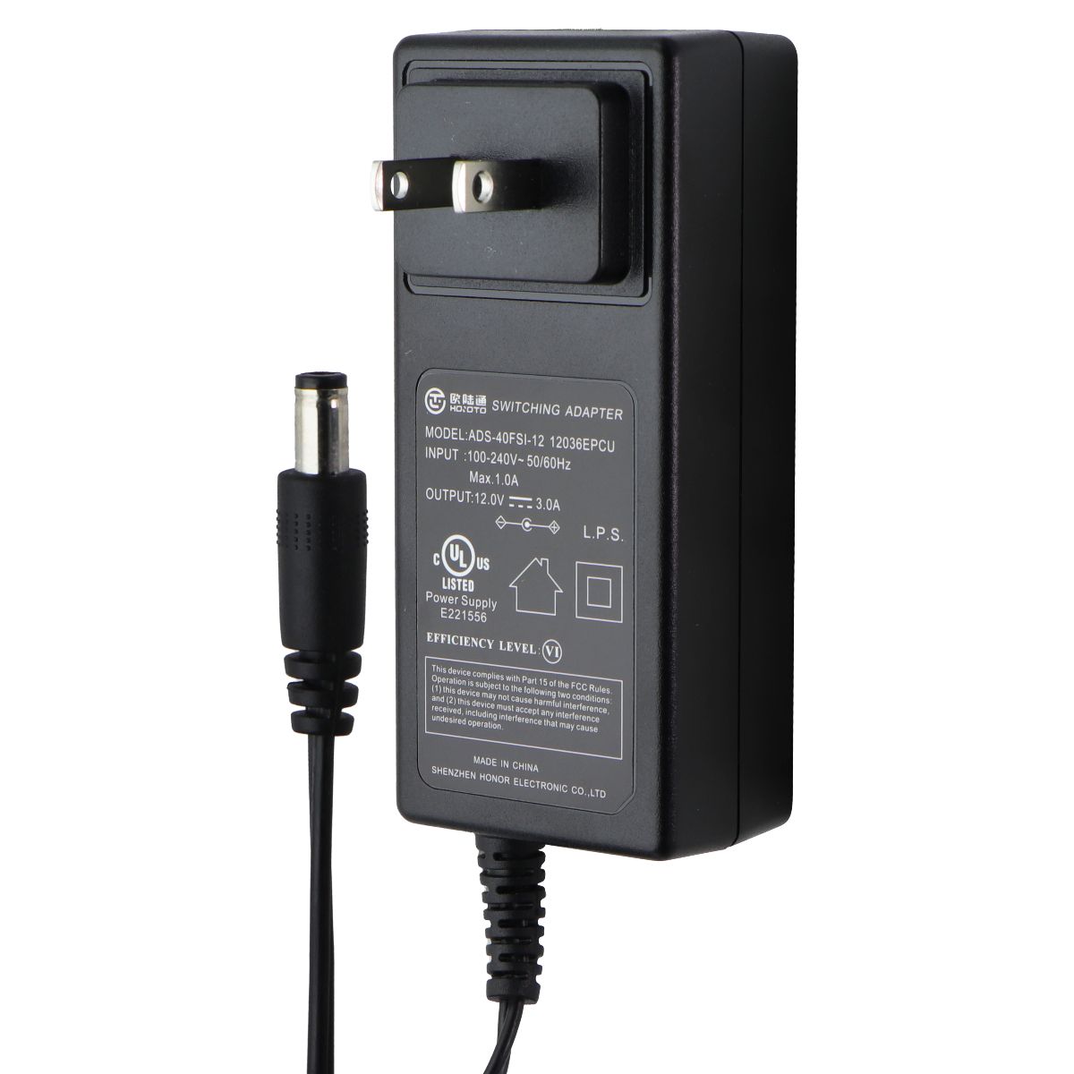 Hoioto (12V/3.0A) AC Switching Power Supply Adapter - Black (ADS-40FSI-12)