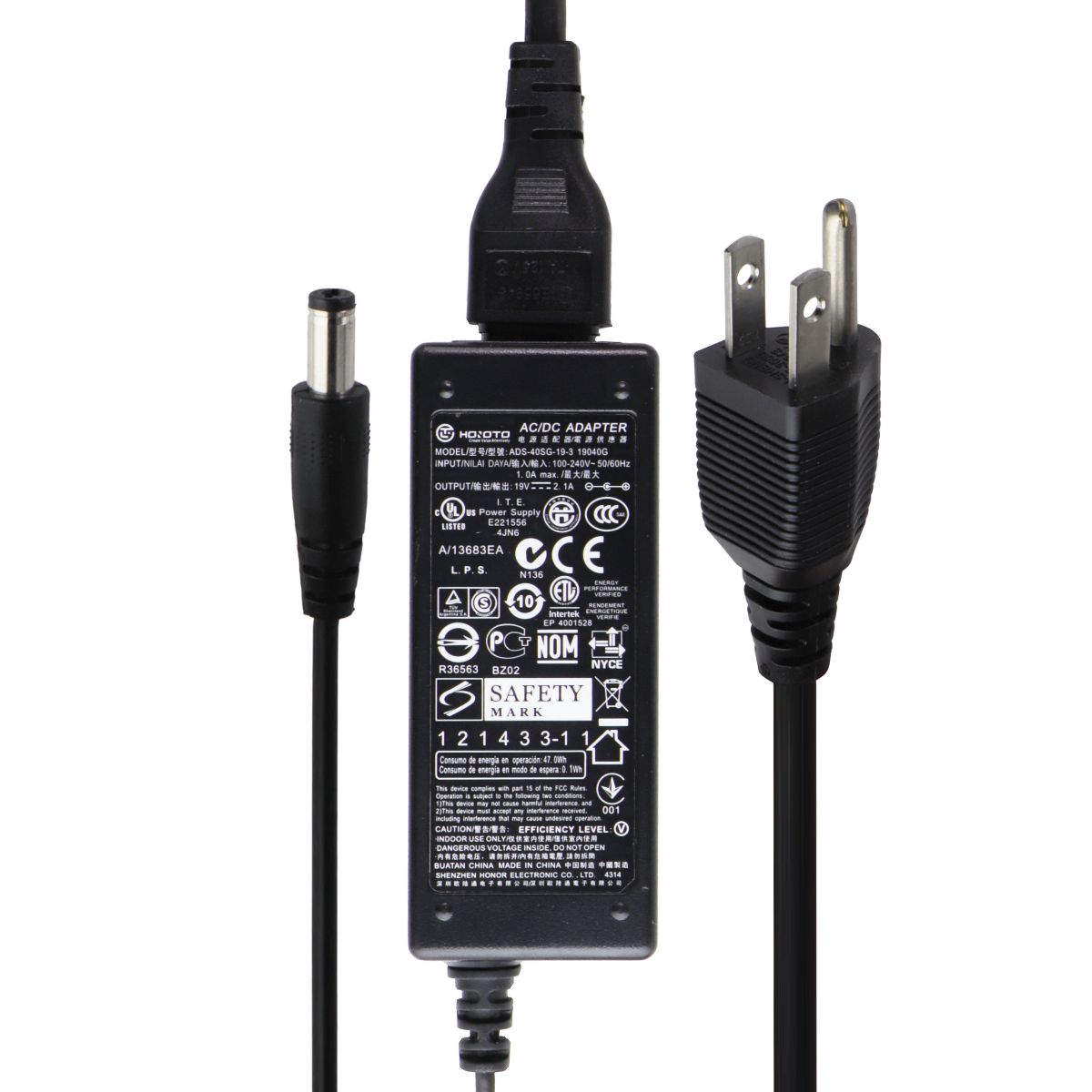 Hoioto (19V/2.1A) AC/DC Adapter Power Supply - Black (ADS-40SG-19-3) Multipurpose Batteries & Power - Multipurpose AC to DC Adapters Hoioto - Simple Cell Bulk Wholesale Pricing - USA Seller