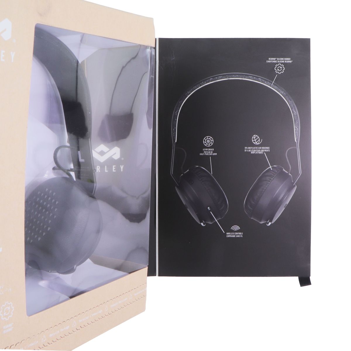 Marley Rebel Wireless Bluetooth On Ear Headphones w/ Mic - Black, Large Portable Audio - Headphones House Of Marley - Simple Cell Bulk Wholesale Pricing - USA Seller