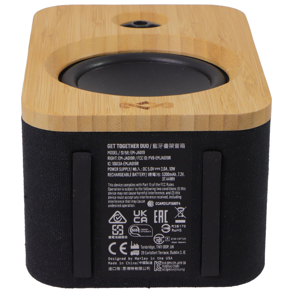 Marley Get Together Duo True Wireless Bluetooth Bookshelf Speakers - Wood/Black Home Multimedia - Home Speakers & Subwoofers House Of Marley - Simple Cell Bulk Wholesale Pricing - USA Seller