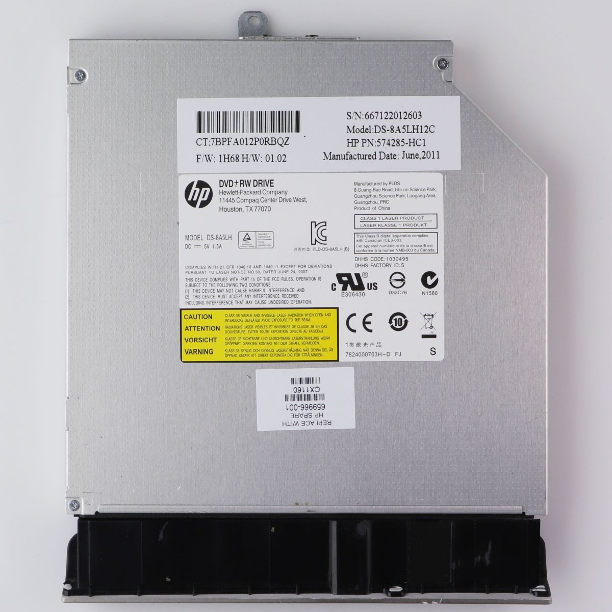 Repair Part - SATA DVD/RW Optical Drive (DS-8A5LH12C) for HP Pavilion G7 Laptops