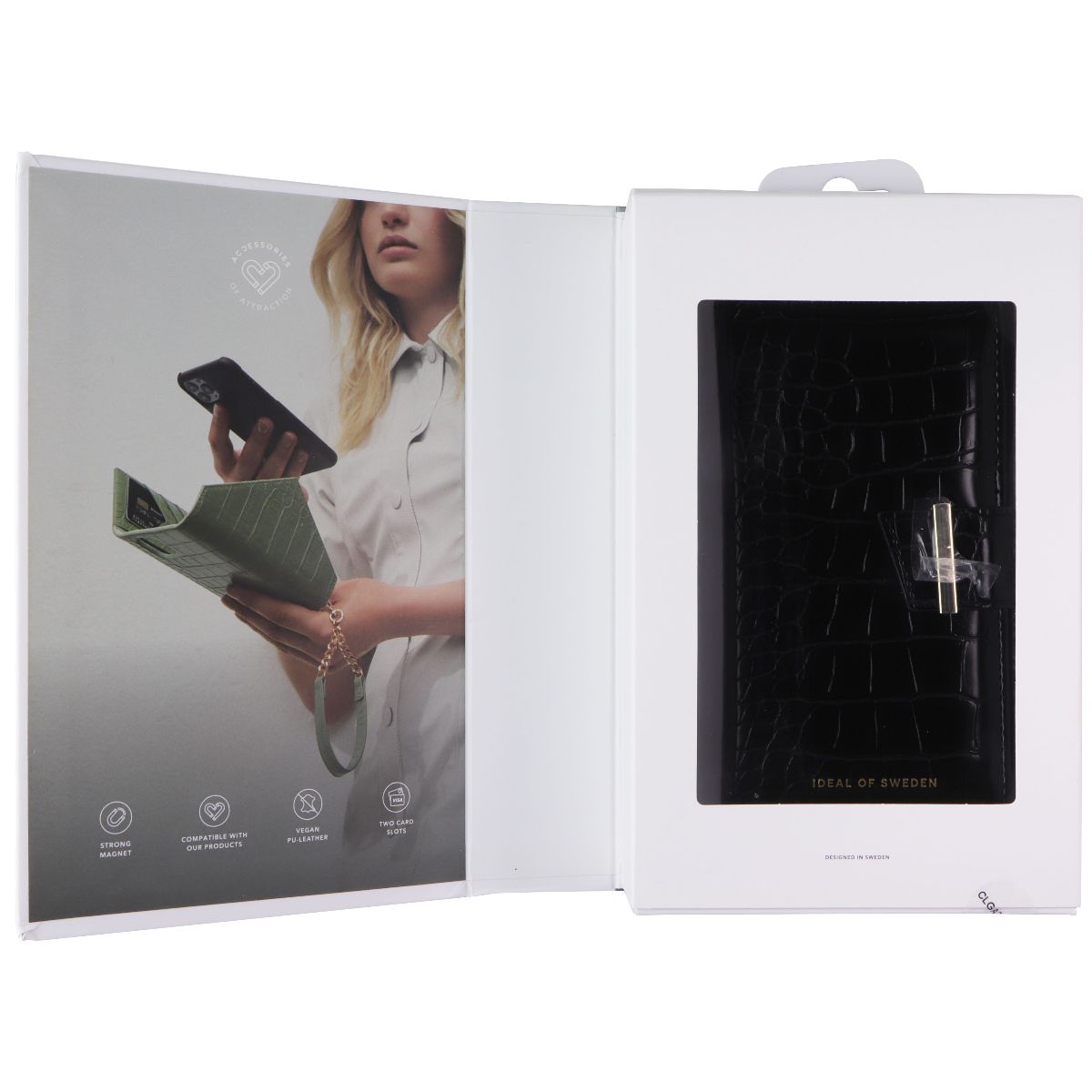 iDeal of Sweden Cora Phone Wallet for Apple iPhone 13 Pro - Jet Black Croco Cell Phone - Cases, Covers & Skins iDeal of Sweden - Simple Cell Bulk Wholesale Pricing - USA Seller