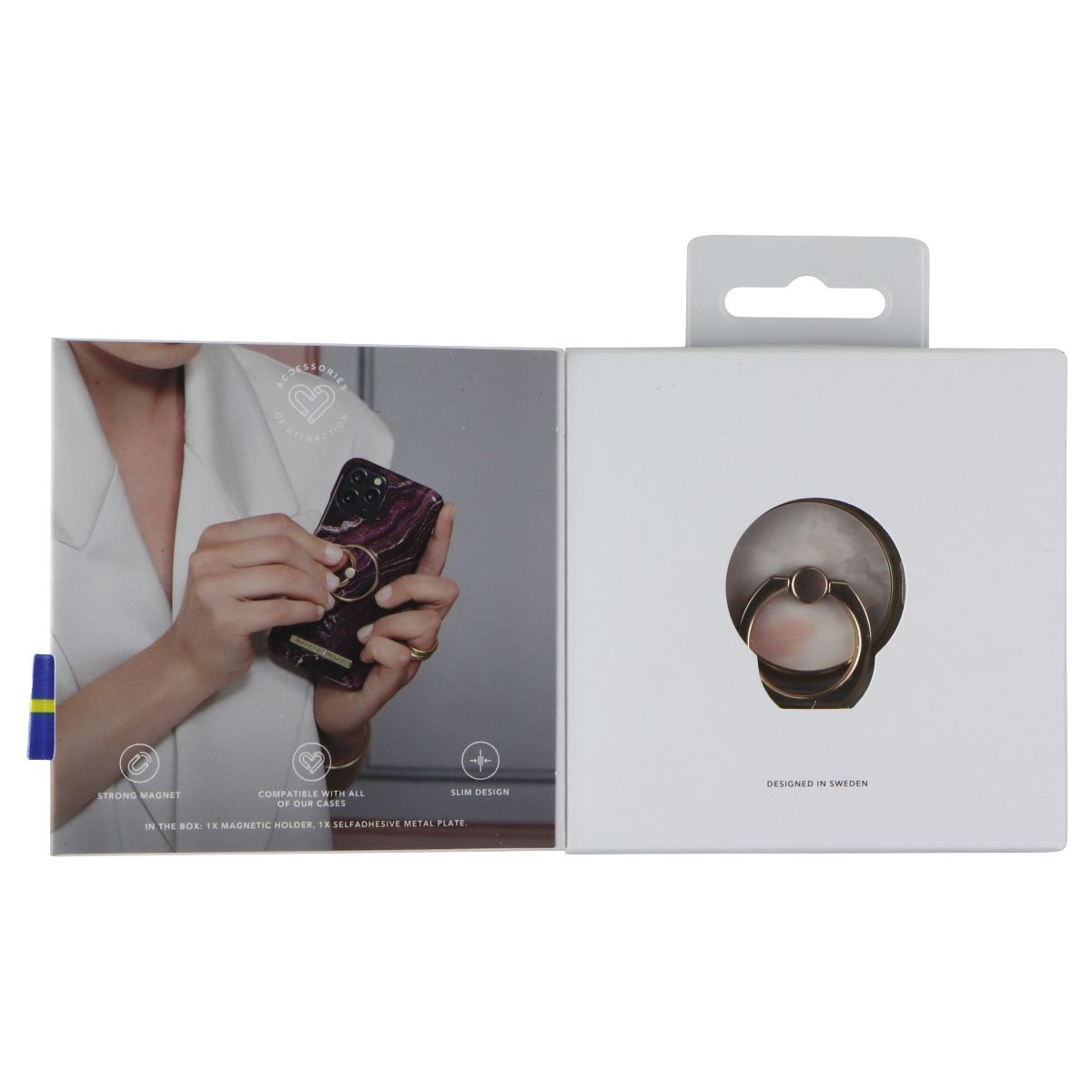 iDeal of Sweden Magnetic Ring Mount Grip/Stand - Rose Pearl Marble Cell Phone - Mounts & Holders iDeal of Sweden - Simple Cell Bulk Wholesale Pricing - USA Seller