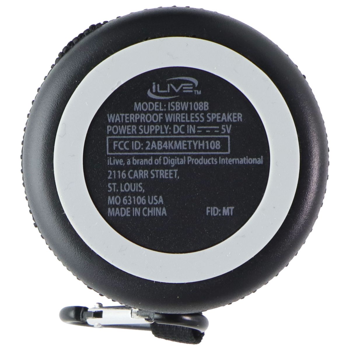 iLive Waterproof Fabric Wireless Speaker with Carabiner Clip - Black (ISBW108B) Cell Phone - Audio Docks & Speakers iLive - Simple Cell Bulk Wholesale Pricing - USA Seller