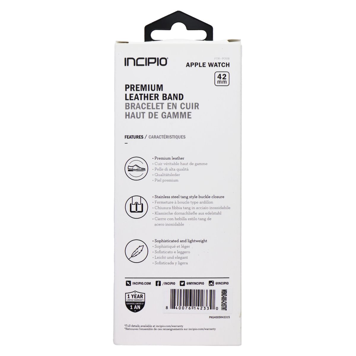 Incipio Premium Leather Apple Watch Band (42mm) - Chestnut Brown / Silver Smart Watch Accessories - Watch Bands Incipio - Simple Cell Bulk Wholesale Pricing - USA Seller