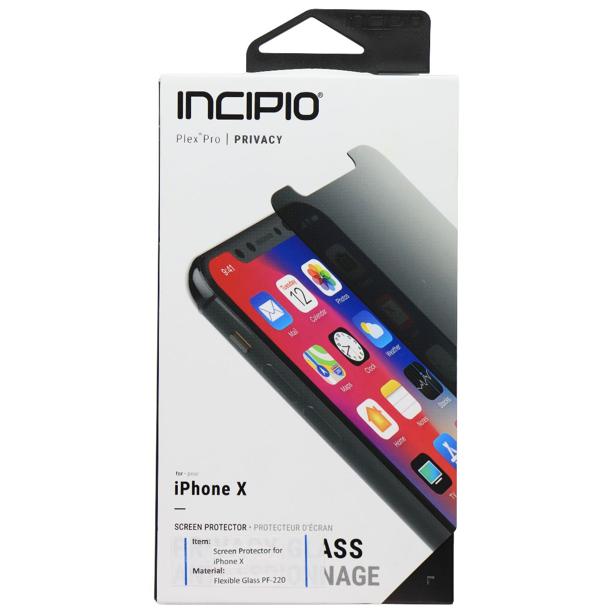 Incipio Plex Pro Privacy Series Screen Protector for iPhone X - Clear Cell Phone - Screen Protectors Incipio - Simple Cell Bulk Wholesale Pricing - USA Seller