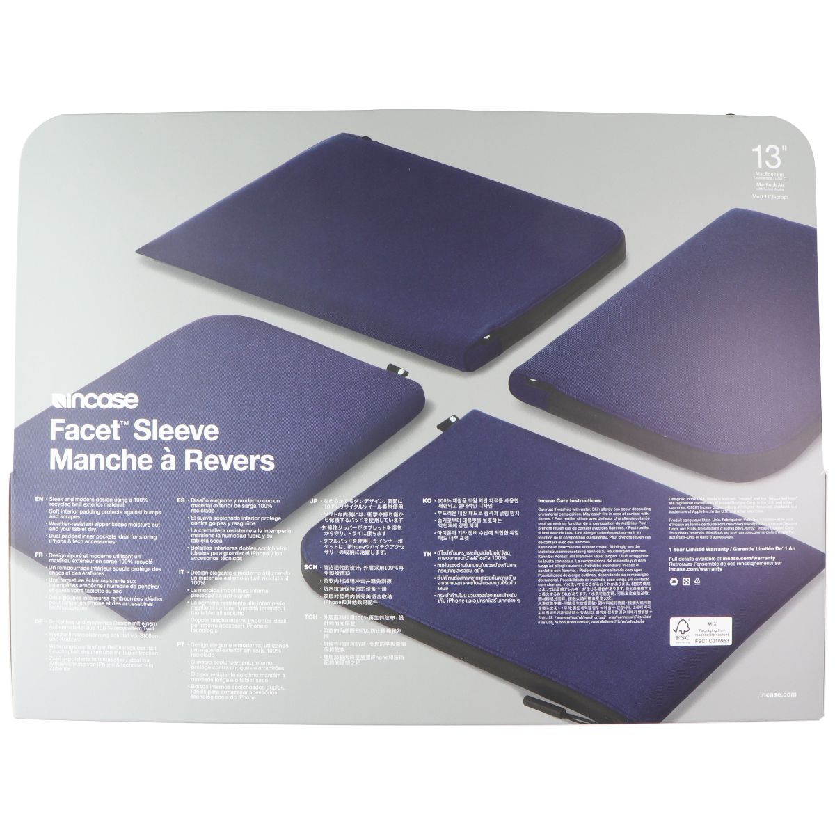 Incase Facet Sleeve Case for MacBook Pro 13-in/Air & Most 13-in Devices - Navy Computer Accessories - Laptop Cases & Bags Incase - Simple Cell Bulk Wholesale Pricing - USA Seller