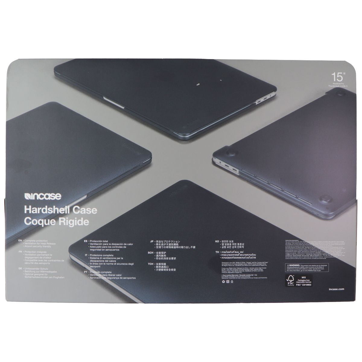 Incase Hardshell Case for MacBook Pro 15-in (USB-C Thunderbolt 3) - Black Computer Accessories - Laptop Cases & Bags Incase - Simple Cell Bulk Wholesale Pricing - USA Seller