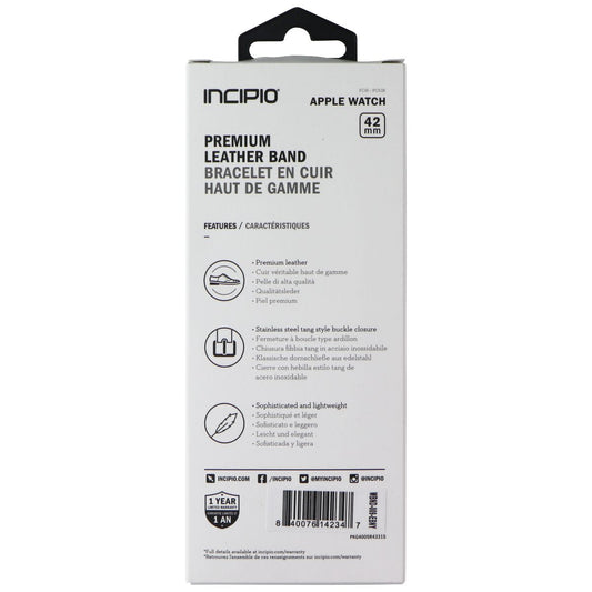 Incipio Premium Leather Apple Watch Band (42mm) - Black / Silver Smart Watch Accessories - Watch Bands Incipio - Simple Cell Bulk Wholesale Pricing - USA Seller