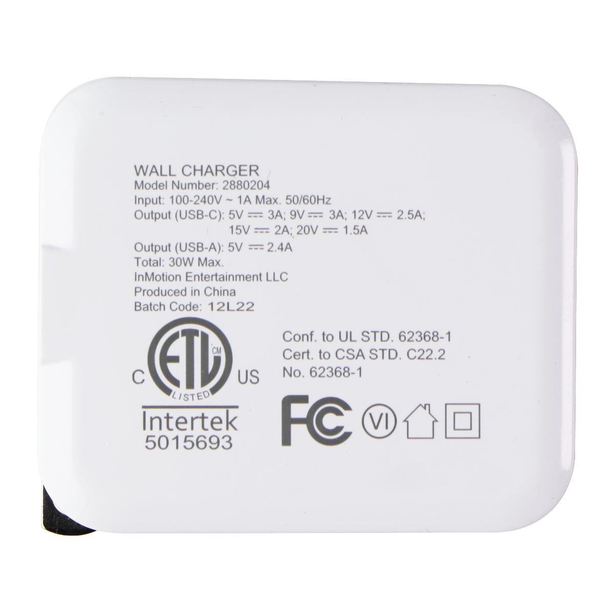 InMotion (20W/3A) Fast 2 Port Wall Charger with USB-A and USB-C Ports - White Cell Phone - Chargers & Cradles InMotion - Simple Cell Bulk Wholesale Pricing - USA Seller