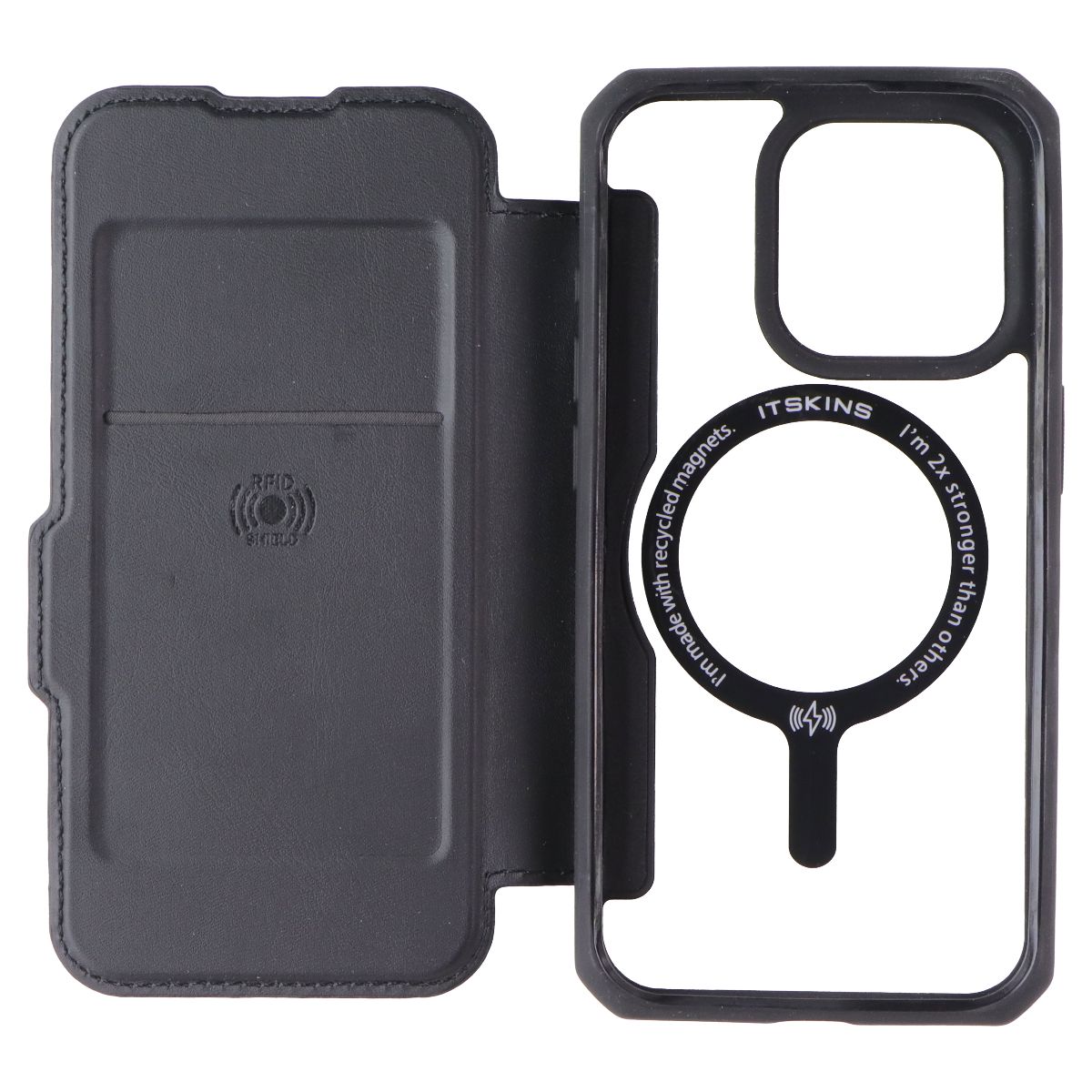 ITSKINS Hybrid_R // MagFolio Case for MagSafe for Apple iPhone 15 Pro - Black Cell Phone - Cases, Covers & Skins ITSKINS - Simple Cell Bulk Wholesale Pricing - USA Seller