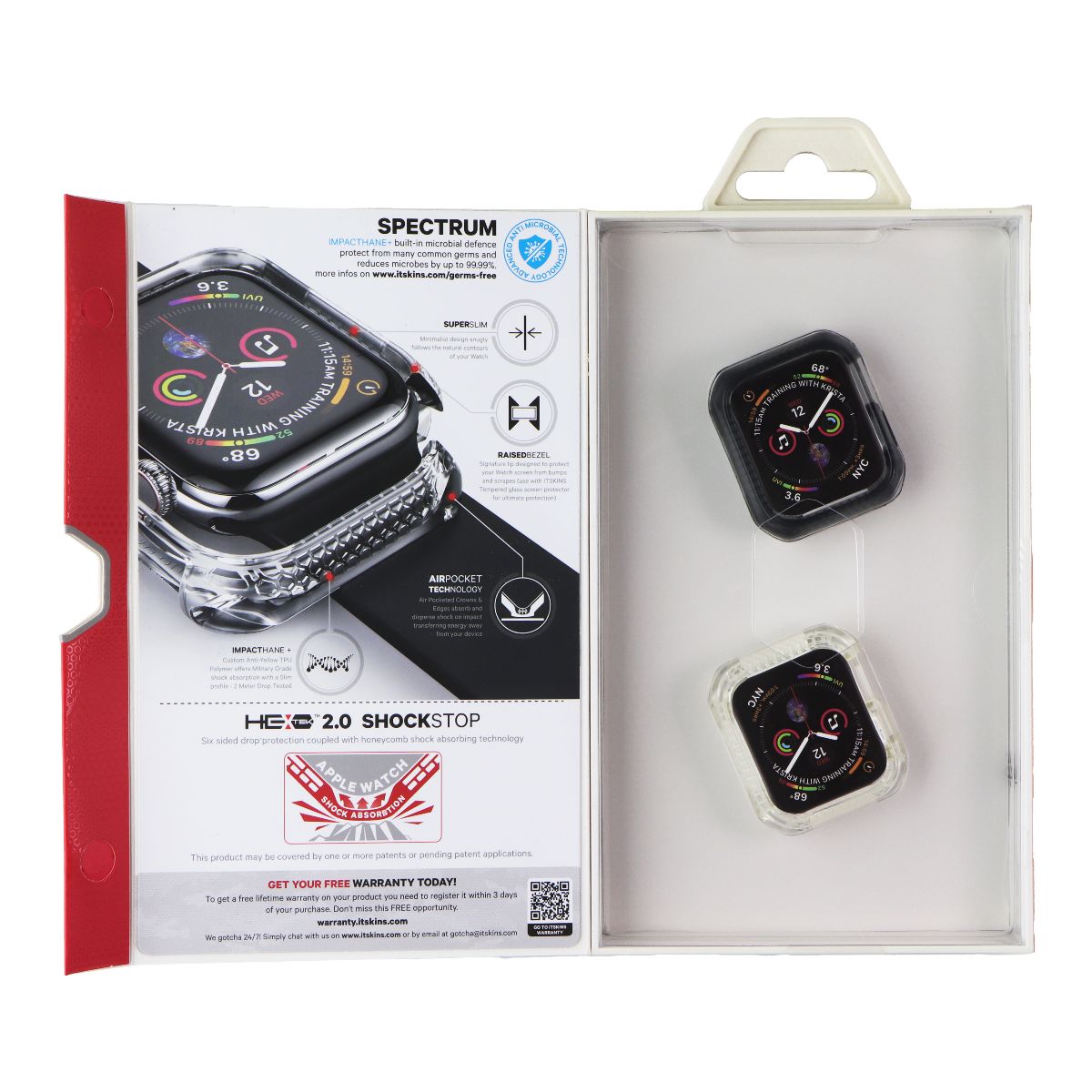 ITSKINS Spectrum Case for Apple Watch Series 4 (40mm) - Smoke & Clear (2 Pack)