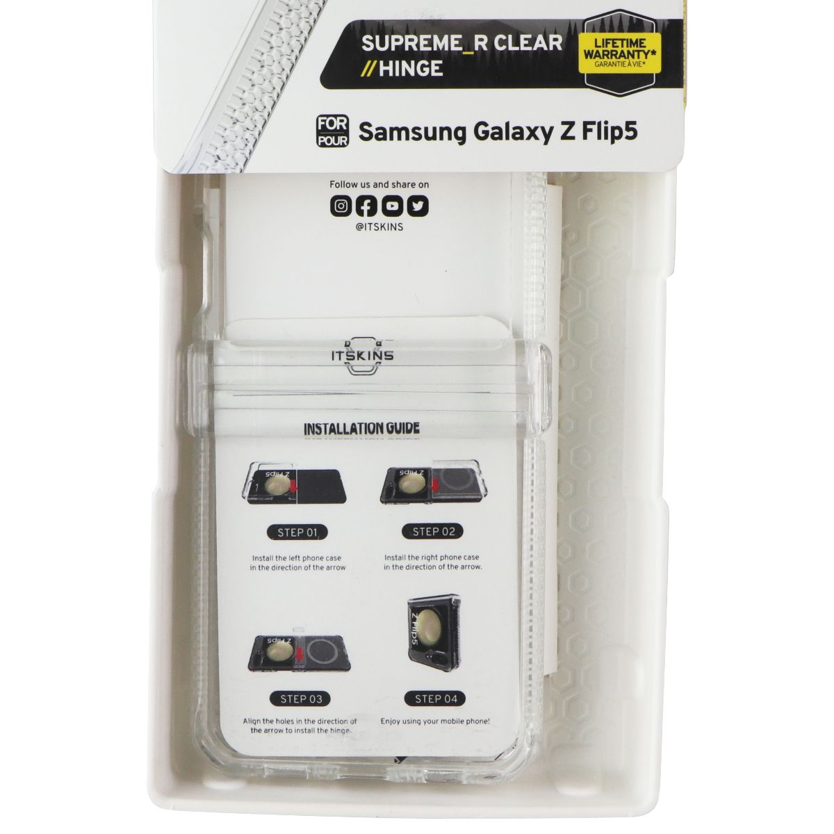 ITSKINS Supreme_R Clear // Hinge Case for Samsung Galaxy Z Flip5 - Transparent Cell Phone - Cases, Covers & Skins ITSKINS - Simple Cell Bulk Wholesale Pricing - USA Seller