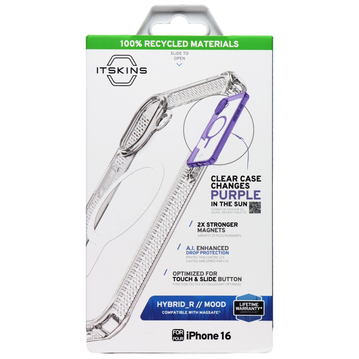 ITSKINS Hybrid_R // Mood Case for MagSafe for Apple iPhone 16 - Clear / Purple Cell Phone - Cases, Covers & Skins ITSKINS - Simple Cell Bulk Wholesale Pricing - USA Seller