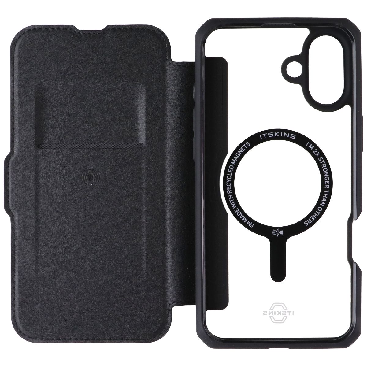 ITSKINS Hybrid_R // MagFolio Case for MagSafe for Apple iPhone 16 Plus - Black Cell Phone - Cases, Covers & Skins ITSKINS - Simple Cell Bulk Wholesale Pricing - USA Seller
