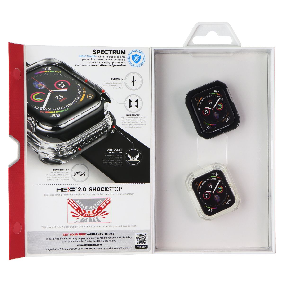 ITSKINS Spectrum Case (40mm) for Apple Watch Series 4 - Black & Clear (2 Pack)