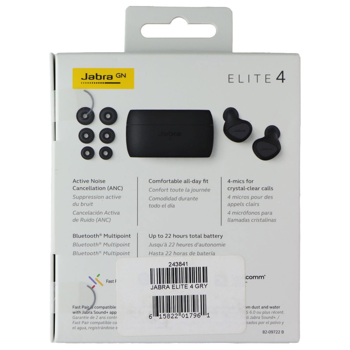 Jabra GN Elite 4 - True Wireless Earbuds with ANC - Dark Grey Portable Audio - Headphones Jabra - Simple Cell Bulk Wholesale Pricing - USA Seller