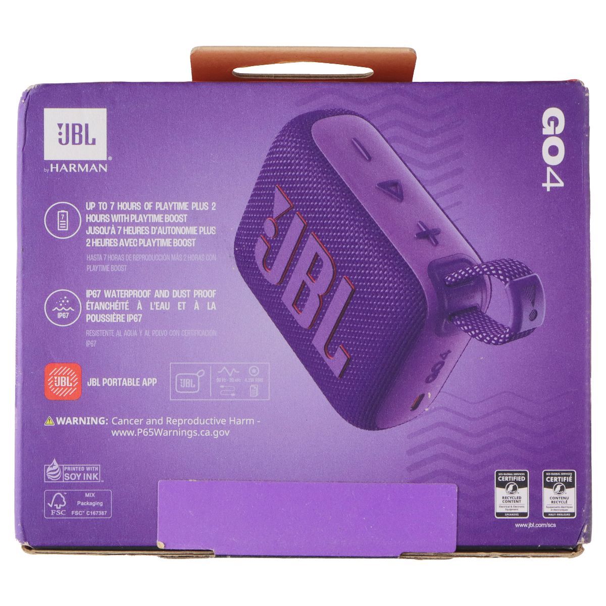 JBL Go 4 Ultra-Portable Waterproof and Dustproof Bluetooth Speaker - Purple iPod, Audio Player Accessories - Audio Docks & Mini Speakers JBL - Simple Cell Bulk Wholesale Pricing - USA Seller
