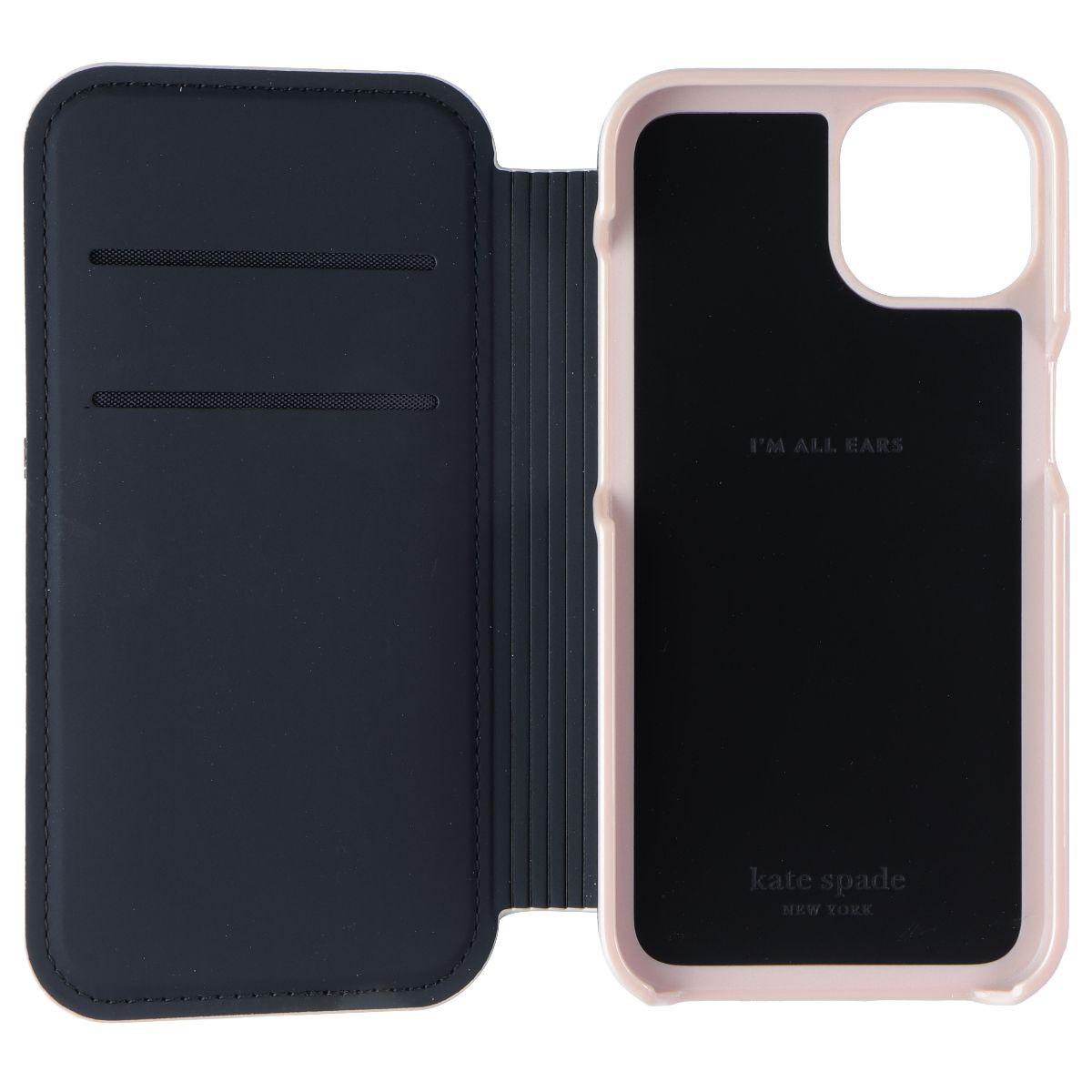 Kate Spade Wrap Folio Wallet Case for Apple iPhone 13 - Black/Pink Trim Cell Phone - Cases, Covers & Skins Kate Spade - Simple Cell Bulk Wholesale Pricing - USA Seller