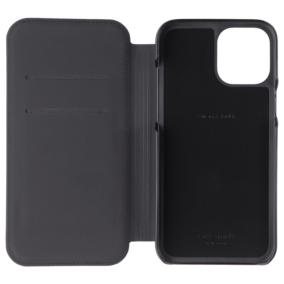 Kate Spade Wrap Folio Case for Apple iPhone 12 Pro Max - Black Hearts & Clovers Cell Phone - Cases, Covers & Skins Kate Spade - Simple Cell Bulk Wholesale Pricing - USA Seller