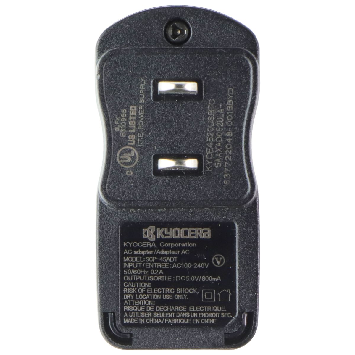 Kyocera (SCP-45ADT) 5.0V 800mAh Adapter - Black Cell Phone - Cables & Adapters Kyocera - Simple Cell Bulk Wholesale Pricing - USA Seller