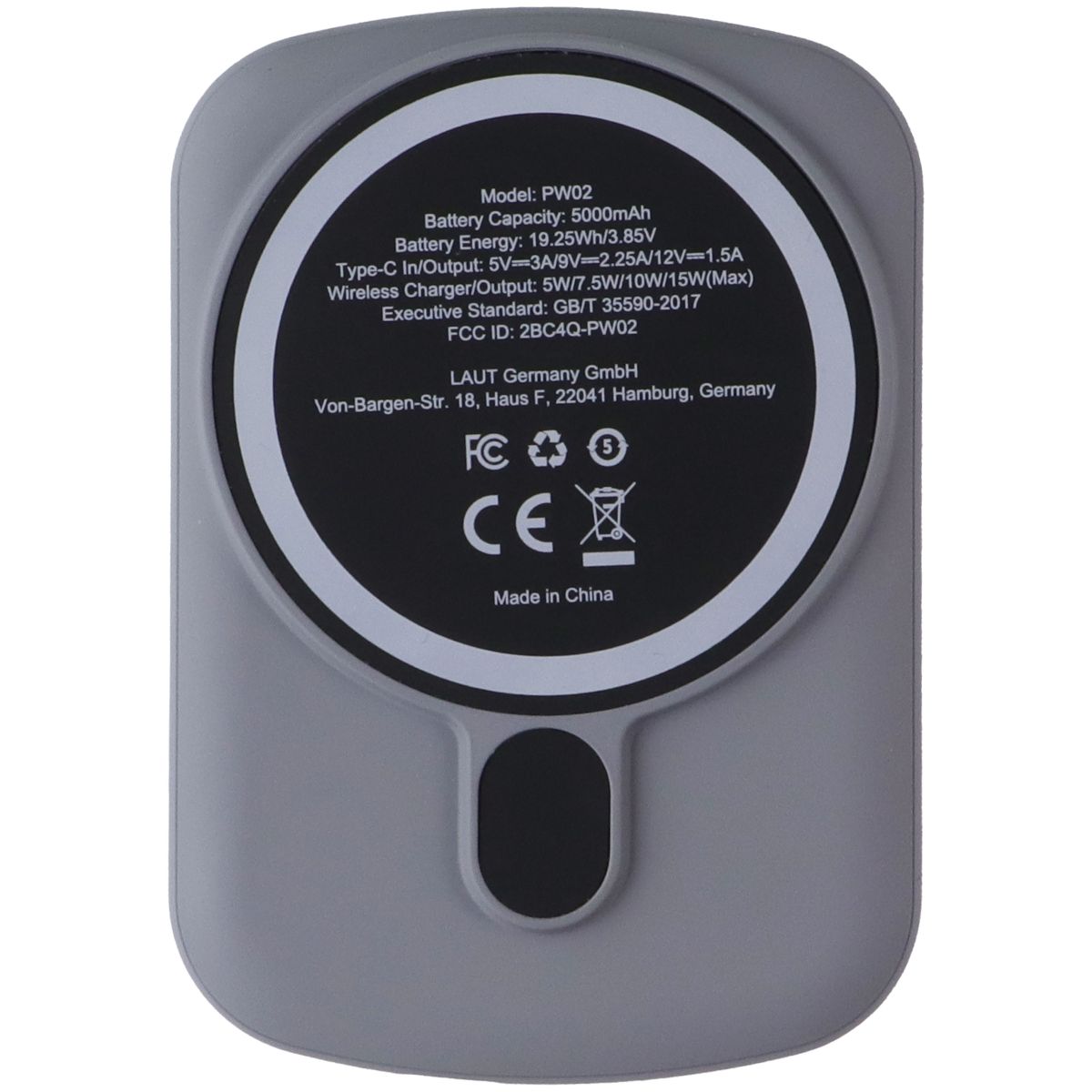 LAUT 5000mAh (19.25Wh/3.85V) Power Charge Handy Power Bank - Gray (PW02)