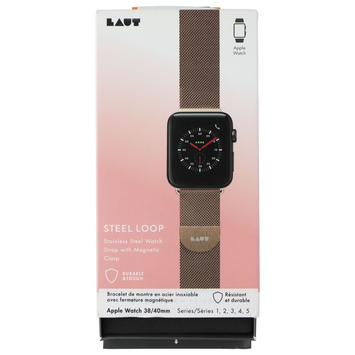 LAUT Stainless Steel Loop Strap for Apple Watch 38/40mm Series 5/4/3 - Rose Gold Smart Watch Accessories - Watch Bands Laut - Simple Cell Bulk Wholesale Pricing - USA Seller