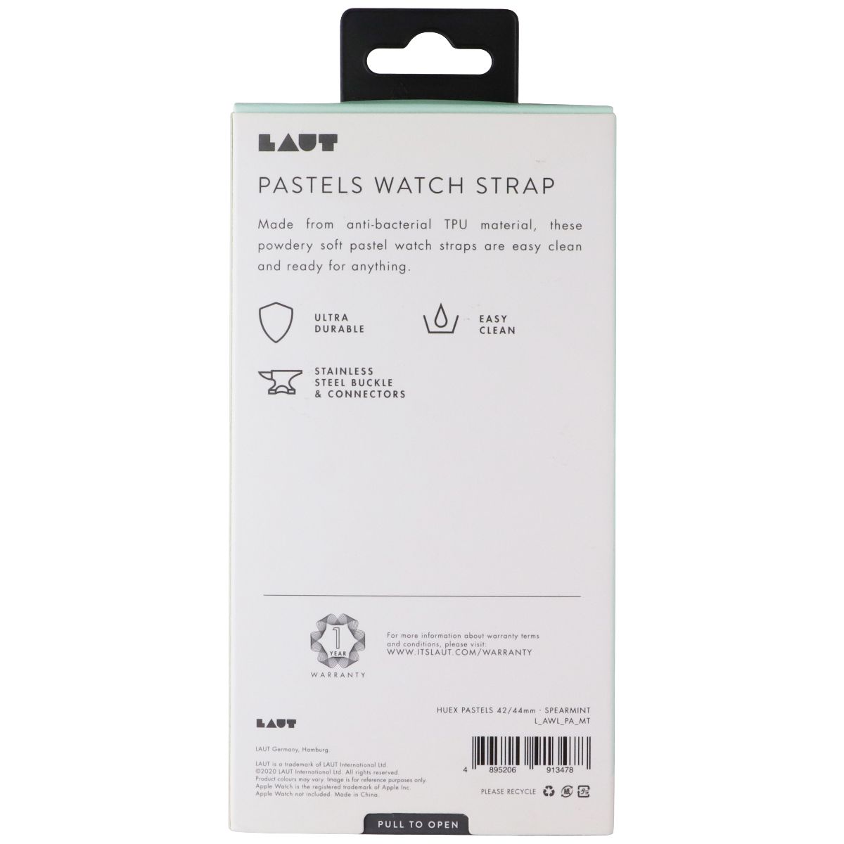 Laut Huex Pastels Watch Strap for Apple Watch Series 1-6/SE (42/44mm) Spearmint