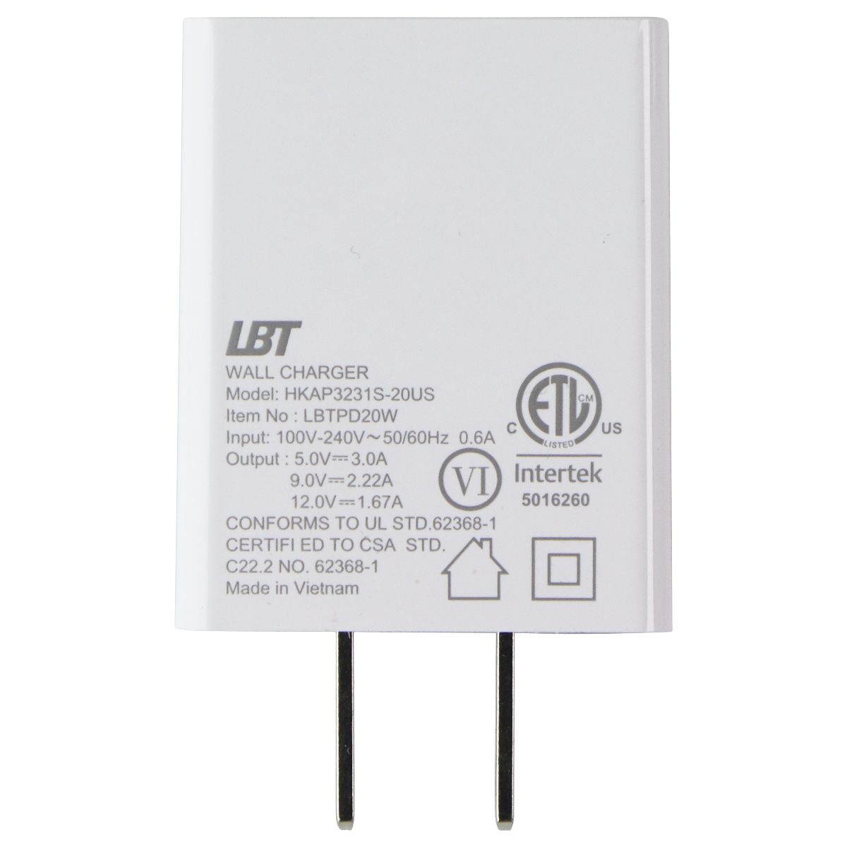 LBT Ultra Fast 20W USB-C Wall Charger - White Cell Phone - Chargers & Cradles LBT - Simple Cell Bulk Wholesale Pricing - USA Seller