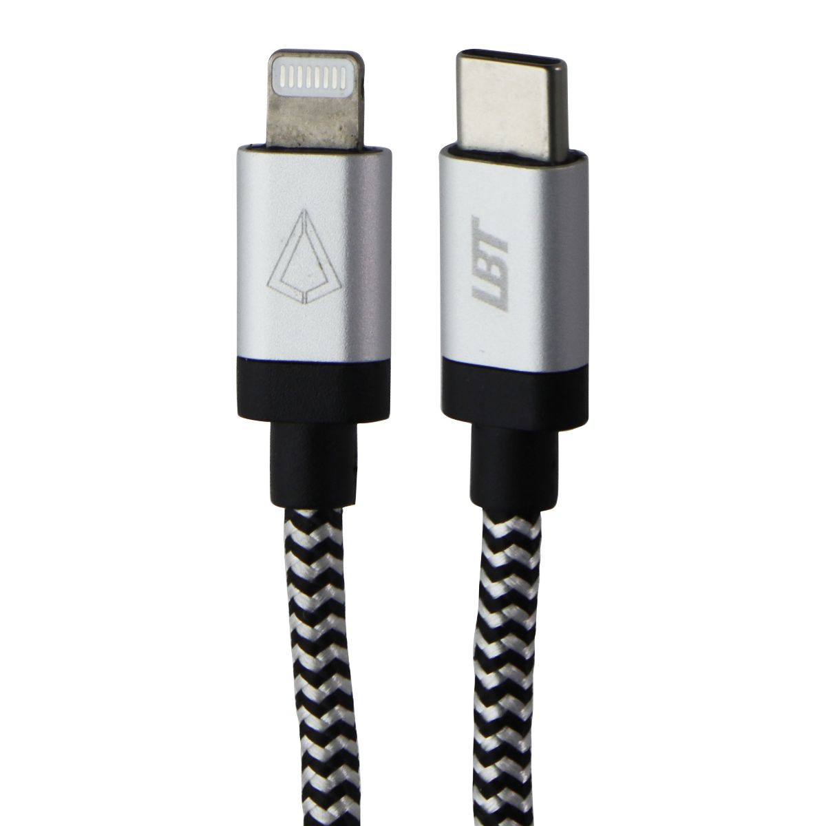 LBT (10-Ft) USB-C to Lightning 8-Pin Braided Charge Cable - Silver/White/Black