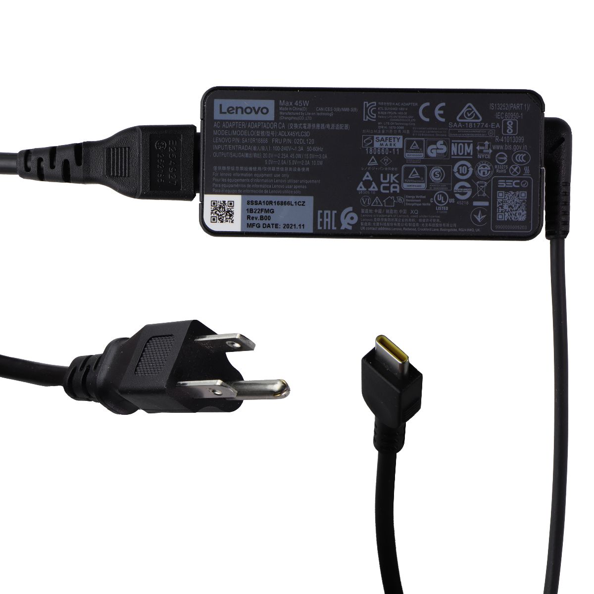 Replacement Lenovo 45W AC/DC USB-C Adapter Charger - Black (ADLX45YDC3D) Multipurpose Batteries & Power - Multipurpose AC to DC Adapters Lenovo - Simple Cell Bulk Wholesale Pricing - USA Seller