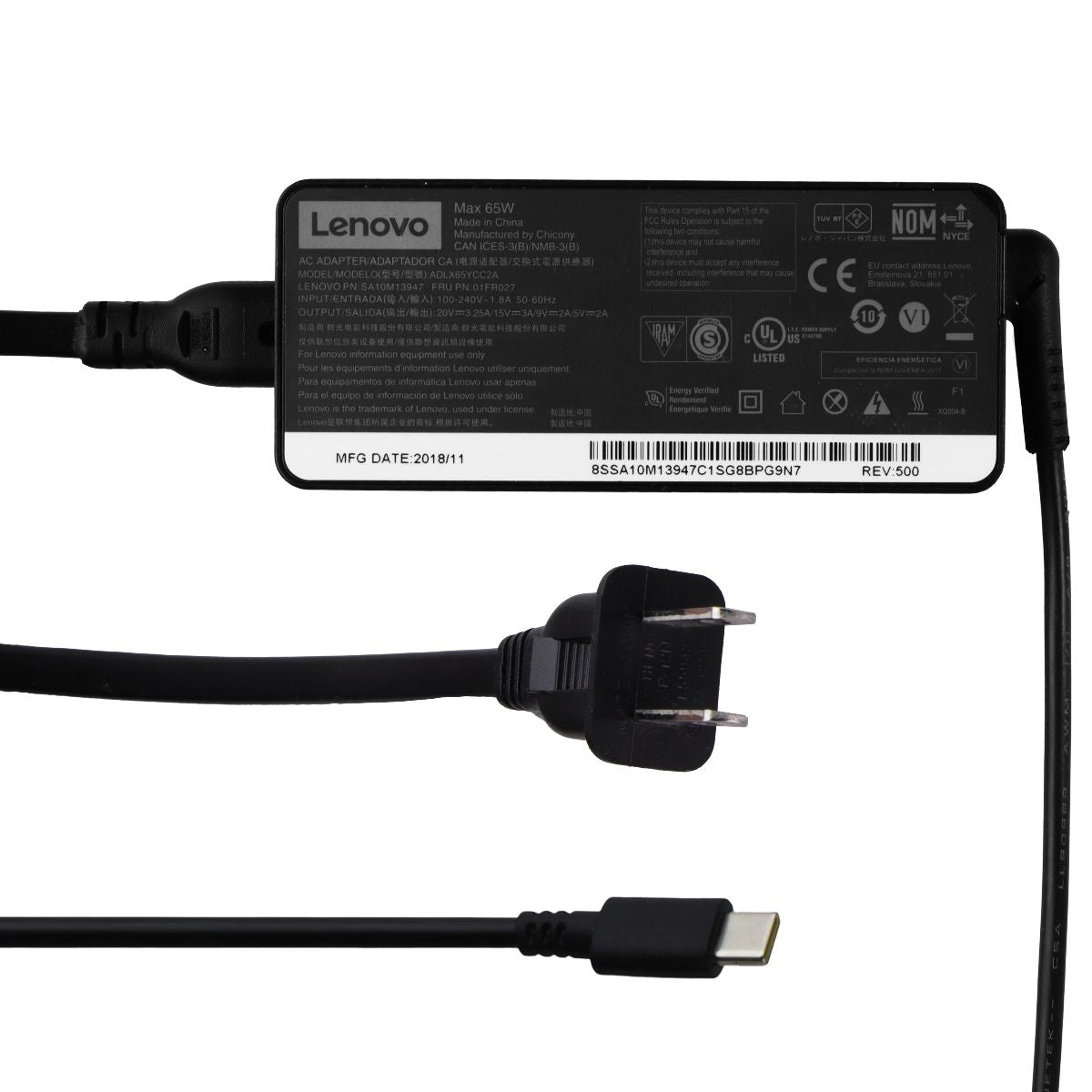 Lenovo 65W AC Adapter OEM Wall Charger Power Supply (ADLX65YCC2A) - Black Computer Accessories - Laptop Power Adapters/Chargers Lenovo - Simple Cell Bulk Wholesale Pricing - USA Seller