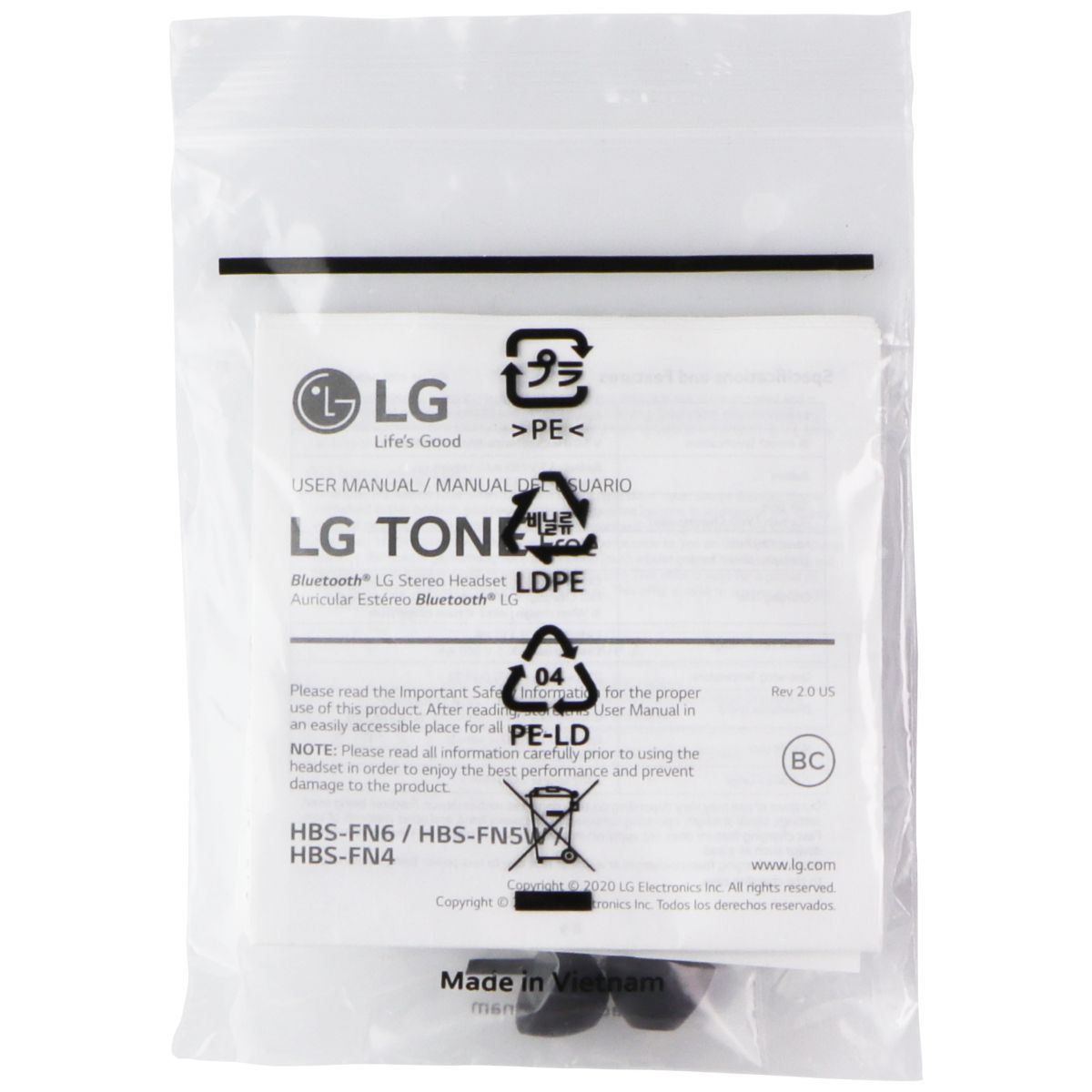 Replacement Rubber Ear Gels for LG Tone Free Headset (HBS-FN6/HBS-FN5W/HBS-FN4) Cell Phone - Replacement Parts & Tools LG - Simple Cell Bulk Wholesale Pricing - USA Seller
