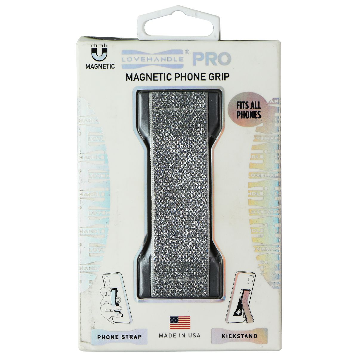 LoveHandle PRO Magnetic Universal Phone Grip/Kickstand - Silver / Gray Cell Phone - Mounts & Holders Love Handle - Simple Cell Bulk Wholesale Pricing - USA Seller