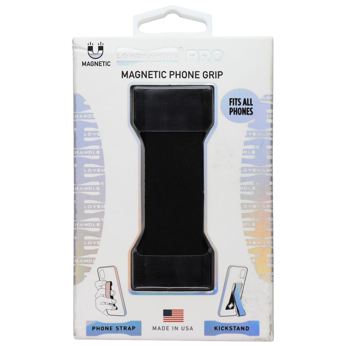 LoveHandle PRO Magnetic Phone Grip (Fits All Phones) - Black Cell Phone - Mounts & Holders LoveHandle - Simple Cell Bulk Wholesale Pricing - USA Seller