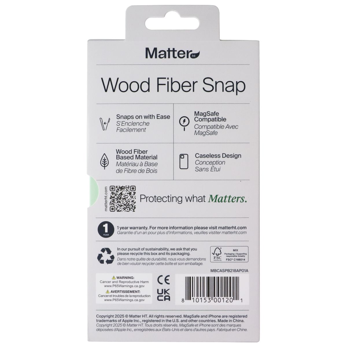 Matter Wood Fiber Snap Case for MagSafe Apple iPhone 17 - Carbon Black