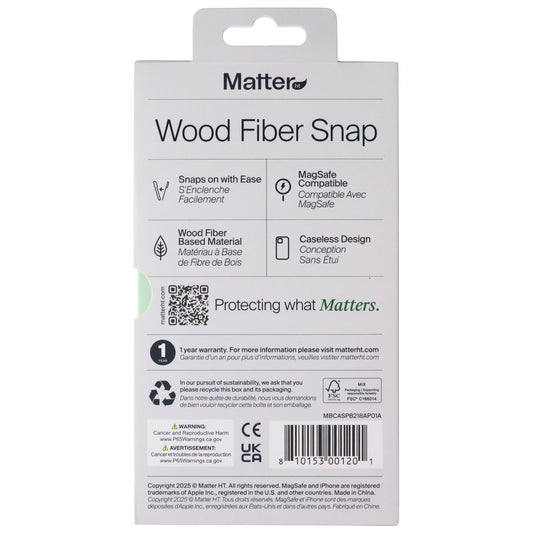 Matter Wood Fiber Snap Case for MagSafe Apple iPhone 17 - Carbon Black Cell Phone - Cases, Covers & Skins Matter - Simple Cell Bulk Wholesale Pricing - USA Seller
