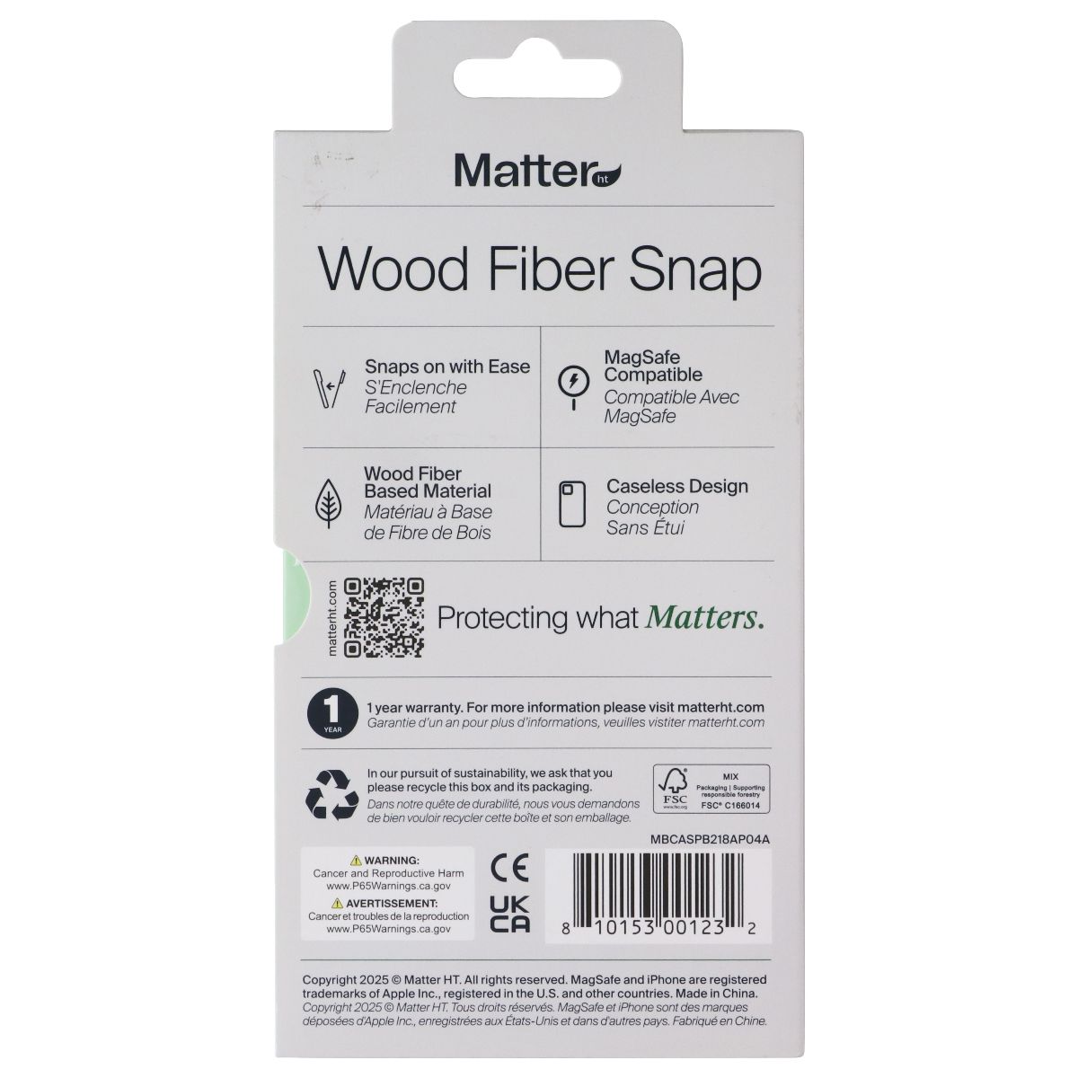 Matter Wood Fiber Snap Case for MagSafe Apple iPhone 17 Pro Max - Carbon Black